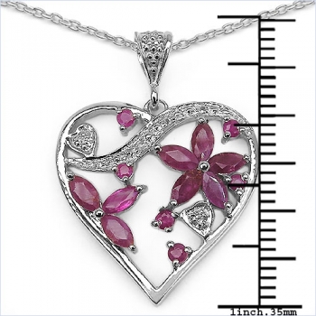 Collier/Halskette Herz-Anhänger-Rubin-Zirkonia 1,95 Karat