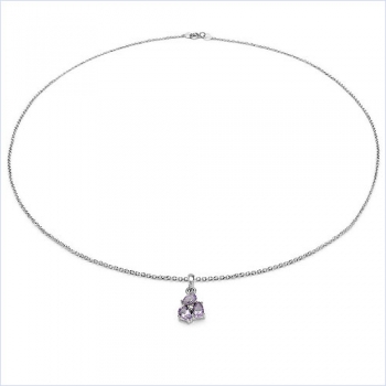 Collier/Kette mit Diamant/Amethyst-Anhänger 925 Silber-1,35 Karat