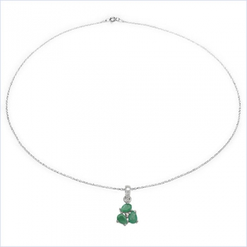 Collier/Kette mit Diamant/Smaragd-Anhänger 925 Silber