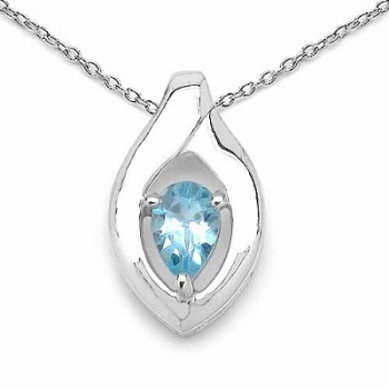 Edles Collier/Kette mit Blautopas-Anhänger 925 Silber Rhodiniert-0,53 Karat