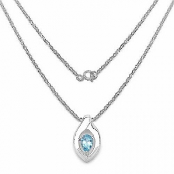 Edles Collier/Kette mit Blautopas-Anhänger 925 Silber Rhodiniert-0,53 Karat