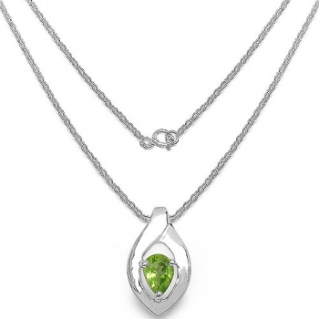 Edles Collier/Kette mit grünem Peridot-Anhänger -0,40 Karat