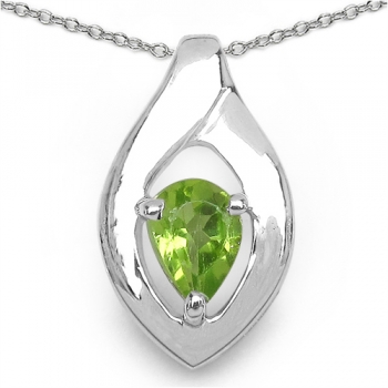 Edles Collier/Kette mit grünem Peridot-Anhänger -0,40 Karat