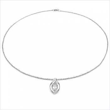 Collier/Kette mit Rosenquarz-Anhänger 925 Silber Rhodiniert-0,45 Karat
