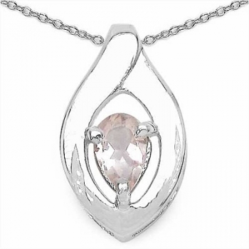 Collier/Kette mit Rosenquarz-Anhänger 925 Silber Rhodiniert-0,45 Karat