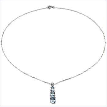 Collier/Kette Anhänger m.3 Blautopas-925 Silber-Rhod.-3,25 Karat