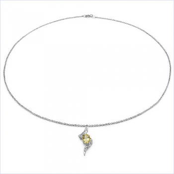 Collier/Kette mit Diamant-Citrin-Anhänger 925 Sterling Silber-1.81 Karat