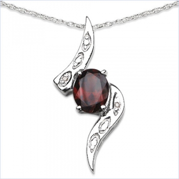 Collier/Kette m.Diamant-Granat-Anhänger-Silber-2,51Karat
