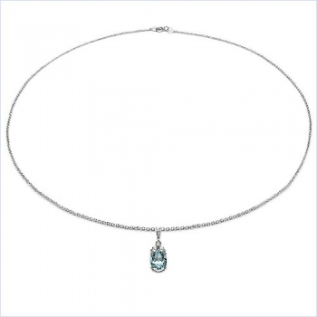 Collier/Kette Anhänger Blautopas/Weißtopas-Silber-Rhod.-3,61Karat