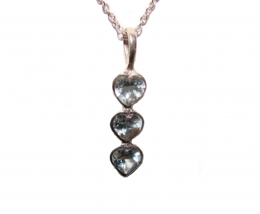 Collier/Kette m.Herz-Anhänger Blautopas-Silber-Rhodin.-1,50 Karat