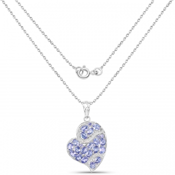 Edles Collier/Halskette mit echtem Tansanit/Weißtopas-Anhänger 3,39 Karat