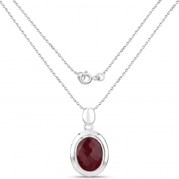 Collier/Kette-Anhänger echter ovaler Rubin-9,86 Karat-Sterling Silber Rhodiniert