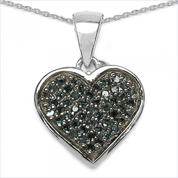 Collier/Kette mit filigranen Herz-Anhänger 47 seltene blaue und weiße Diamanten