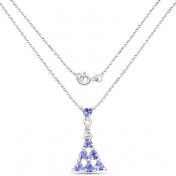 Collier/Halskette mit Diamant/Tansanit-Anhänger-0,71 Karat