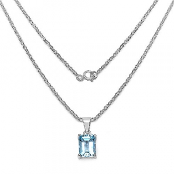 Collier/Kette mit Rechteck-Anhänger-Blautopas 925 Silber 1,85 Karat