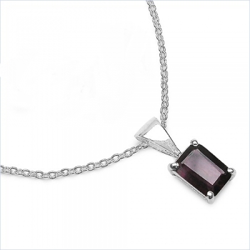 Collier/Kette mit Granat-Anhänger-Rechteck-1,11 Karat