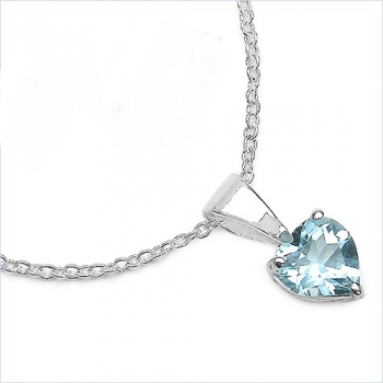 Blautopas-Herz-Collier-925 Sterling-Silber-0,92 Karat