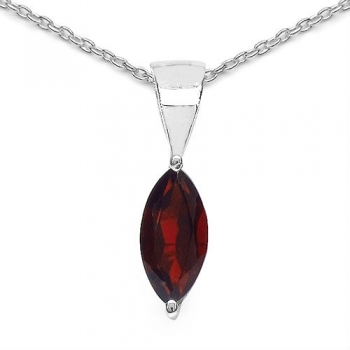 Marquise-Granat-Anhänger-Sterling Silber Rhodiniert-0,92 Karat