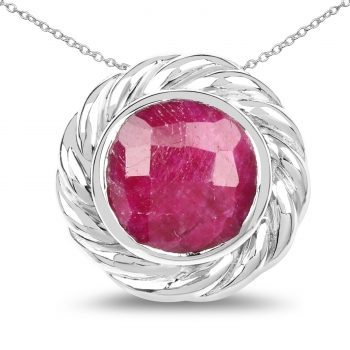 Collier/Kette-Anhänger echter ovaler Rubin-2,50 Karat-Sterling Silber Rhodiniert