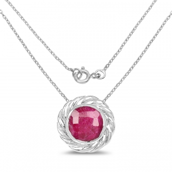 Collier/Kette-Anhänger echter ovaler Rubin-2,50 Karat-Sterling Silber Rhodiniert