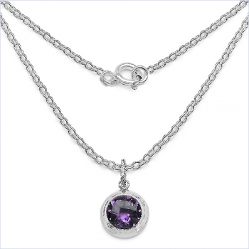 Collier/Kette Amethyst 925 Silber-Rhodiniert-8,67 Karat