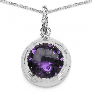 Collier/Kette Amethyst 925 Silber-Rhodiniert-8,67 Karat