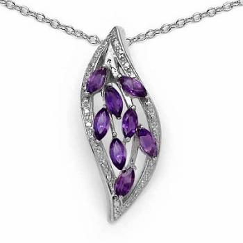 Collier/Kette Amethyst-Blatt-Anhänger Silber-1,20 Karat