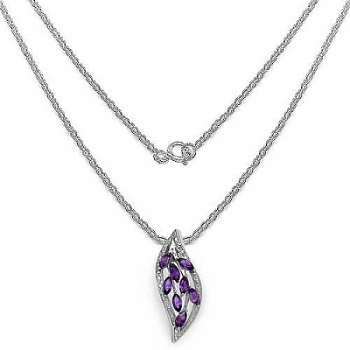 Collier/Kette Amethyst-Blatt-Anhänger Silber-1,20 Karat