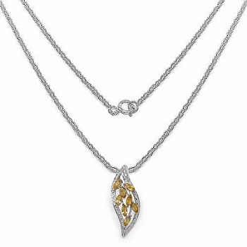 Collier/Kette Citrin (Sonnenstein)-Blatt-Anhänger Silber-1,20 Karat