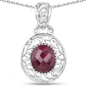 Collier/Kette mit großem echten Rubin-Anhänger/Medaillionoptik 4,15 Karat