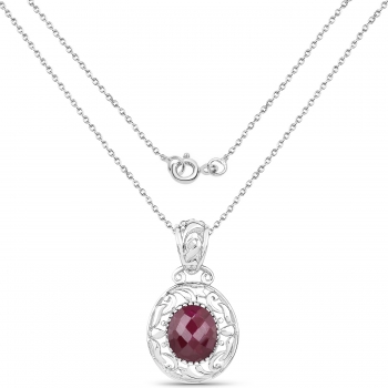 Collier/Kette mit großem echten Rubin-Anhänger/Medaillionoptik 4,15 Karat