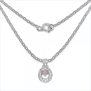 Collier/Kette mit großem Rosenquarz-Anhänger/Medaillion 4,15 Karat
