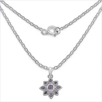 Collier/Halskette Amethyst/Tansanit-Stern-Anhänger-2,34 Karat