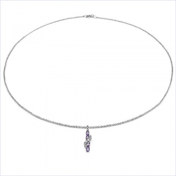 Collier/Kette mit Diamant/Amethyst-Anhänger 1,23 Karat