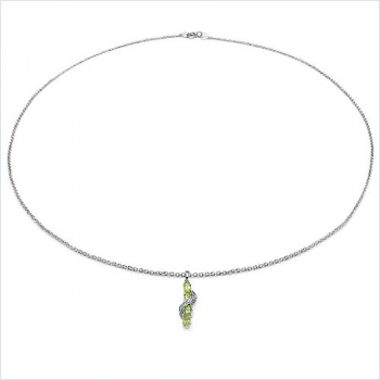 Collier/Kette mit Diamant/Peridot-Anhänger 1,09 Karat