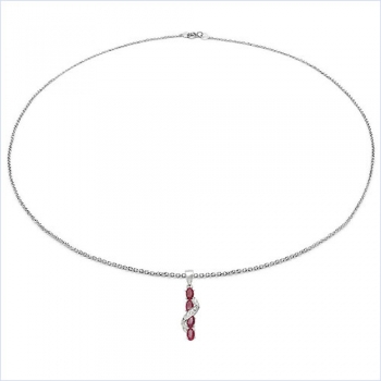 Collier/Kette mit Diamant/Rubin-Anhänger 1,41 Karat