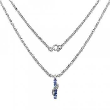 Collier/Kette mit Diamant/Tansanit-Anhänger 1,41 Karat