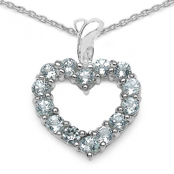 Collier/Kette Anhänger mit 14 Blautopas-925 Silber-Rhodiniert 1,00 Karat