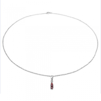 Collier/Halskette mit Granat Anhänger 925-Sterling-Silber-Rhod.