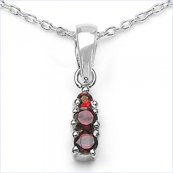 Collier/Halskette mit Granat Anhänger 925-Sterling-Silber-Rhod.