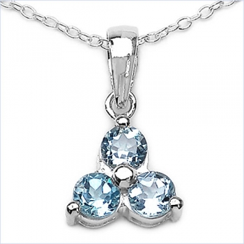 Collier/Kette mit Blautopas Blume-Anhänger 1,40 Karat