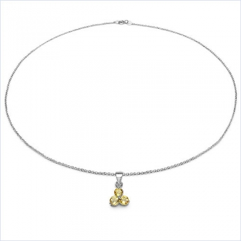 Collier/Halskette Citrin-Blume-Anhänger 925-Silber Rhod.-0,75 Karat