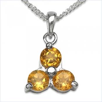 Collier/Halskette Citrin-Blume-Anhänger 925-Silber Rhod.-0,75 Karat