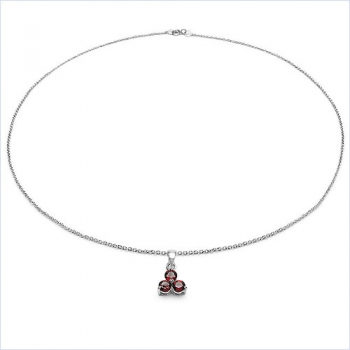 Collier/Kette m.Granat Blume-Anhänger 925 Silber 1,40 Karat