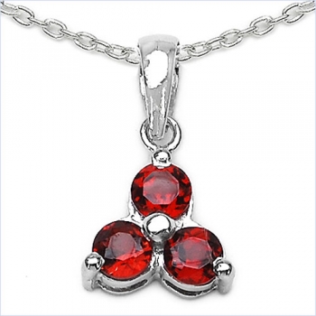 Collier/Kette m.Granat Blume-Anhänger 925 Silber 1,40 Karat
