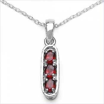 Collier/Kette Anhänger mit Granat 925 Silber-Rhodiniert-0,75 Karat