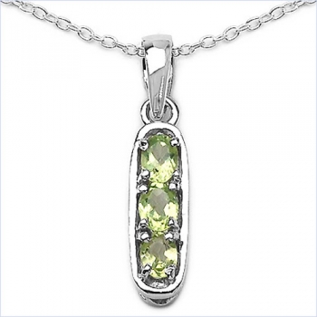 Collier/Kette Peridot-Anhänger-925 Silber-Rhodiniert 0,60 Karat