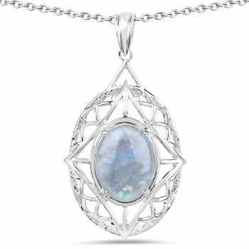 Collier/Kette mit großem Pinfire-Opal/Welo-Opal-Anhänger-4,85 Karat