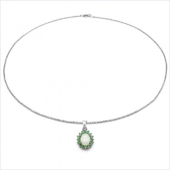 Collier/Halskette mit Rubin/Opal-Anhänger-925Silb.Rhodiniert-2,45 Karat