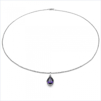 Collier/Kette m.großem Amethyst Tropfen-Anhänger 4,00 Karat